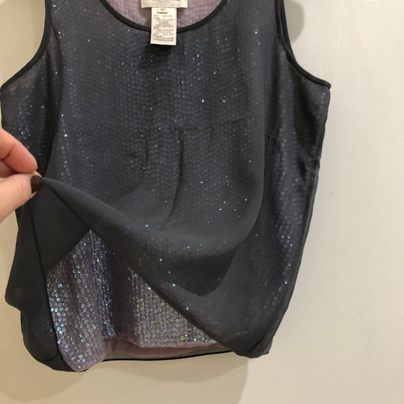 Jones New York Sequined Double-Layer Tank Top | Mauve and Grey | Womens 4 Petite - Picture 8 of 8